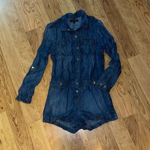 Denim romper shorts